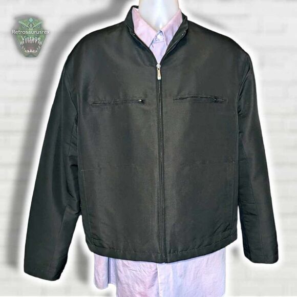 LONDON Fog Towne Black Lightweight Zip Up Bomber Style Quilted Lining Jacket, La - Picture 4 of 5
